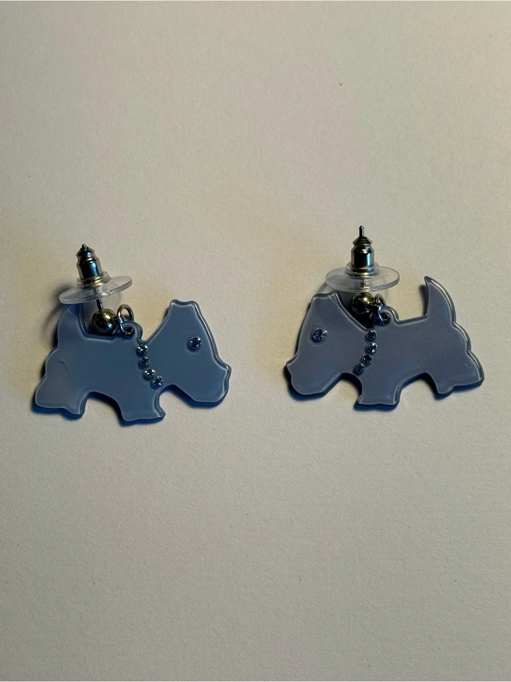 Periwinkle Dog Silhouette Drop Earrings - Cute Pet-Themed Jewelry